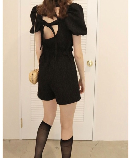 epine（エピヌ）の「scallop collar jaguard double ribbon rompers black（つなぎ/オールインワン・レディース・ブラック・FREE）」の11枚目の写真