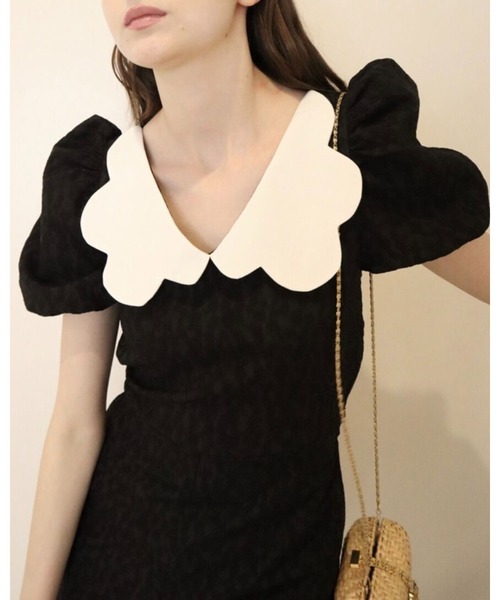 epine（エピヌ）の「scallop collar jaguard double ribbon rompers black（つなぎ/オールインワン・レディース・ブラック・FREE）」の22枚目の写真