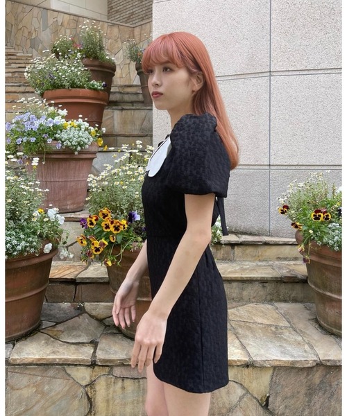epine（エピヌ）の「scallop collar jaguard double ribbon rompers black（つなぎ/オールインワン・レディース・ブラック・FREE）」の18枚目の写真