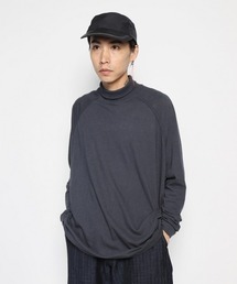 【O PROJECT】TURTLE NECK TEE - steel