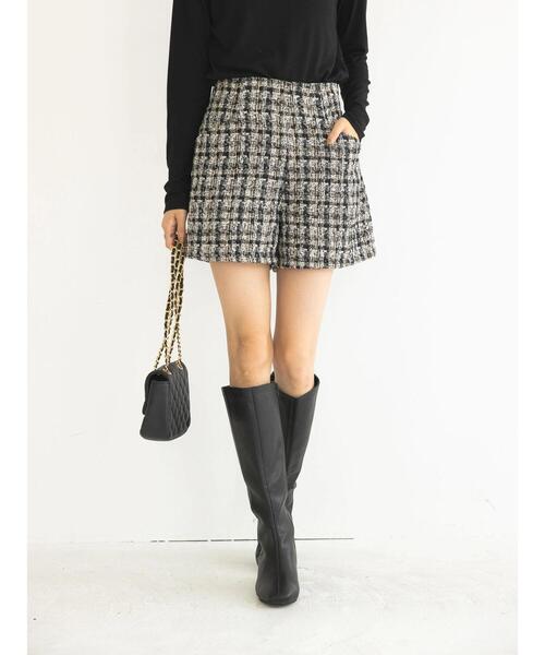 earth music&ecology(アースミュージックアンドエコロジー)の「ツイードショートパンツ(その他パンツ・レディース・ブラック/アイボリー・S/M)」の16枚目の写真