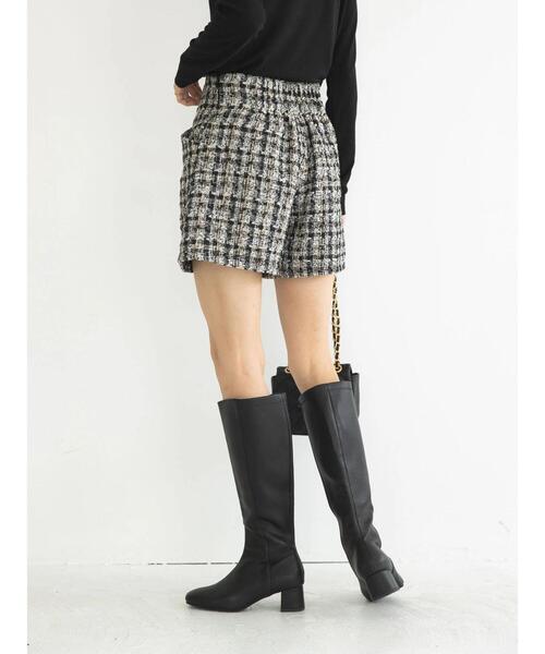 earth music&ecology(アースミュージックアンドエコロジー)の「ツイードショートパンツ(その他パンツ・レディース・ブラック/アイボリー・S/M)」の6枚目の写真