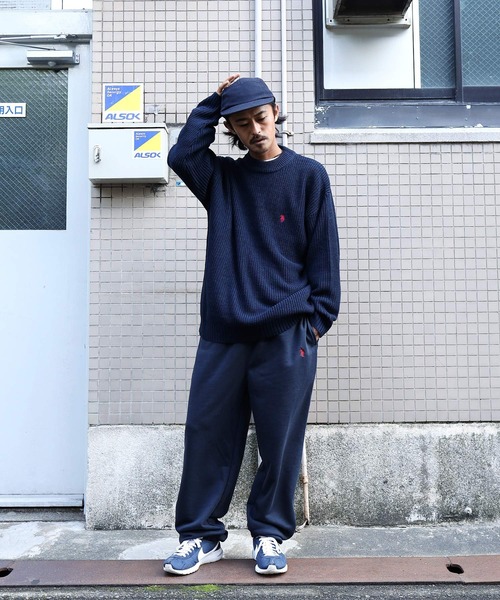 U.S. POLO ASSN.(ユーエスポロアッスン)の「U.S. POLO ASSN. / ユーエスポロアッスン 別注 コラボ ビッグシルエット 畔編み クルーネック ニット セーター(ニット/セーター・メンズ・ブラック/グレー系その他/ホワイト/グリーン/ネイビー・MEDIUM/LARGE)」の11枚目の写真