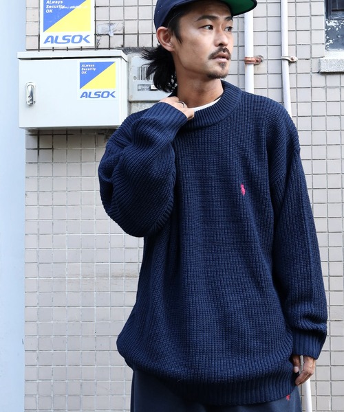 U.S. POLO ASSN.(ユーエスポロアッスン)の「U.S. POLO ASSN. / ユーエスポロアッスン 別注 コラボ ビッグシルエット 畔編み クルーネック ニット セーター(ニット/セーター・メンズ・ブラック/グレー系その他/ホワイト/グリーン/ネイビー・MEDIUM/LARGE)」の13枚目の写真