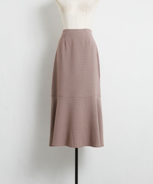 tocco closet(トッコ クローゼット)の「千鳥チェック柄マーメイドフレアスカート(スカート・レディース・ブラウン/ピンク・M)」の14枚目の写真
