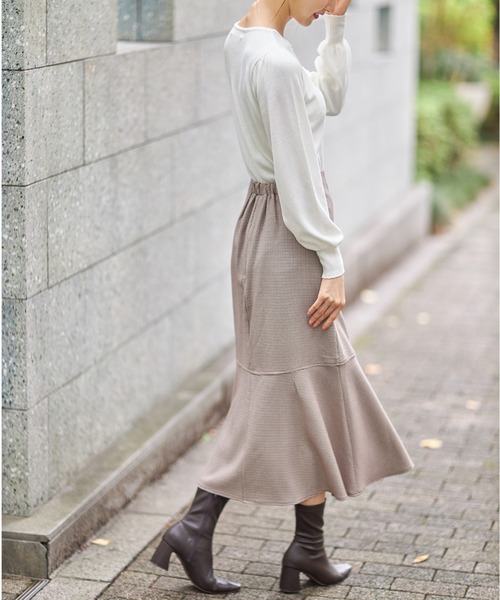tocco closet(トッコ クローゼット)の「千鳥チェック柄マーメイドフレアスカート(スカート・レディース・ブラウン/ピンク・M)」の6枚目の写真