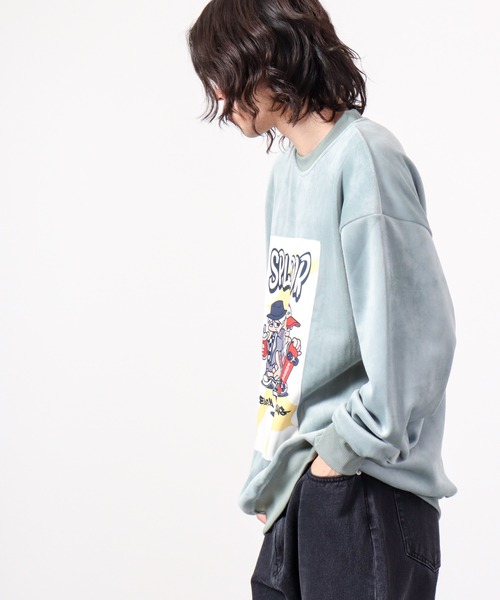 A.T,C in the attic homme(エーティーシーインジアティックオム)の「マイクロスエード POPPRINT ワイド トレーナー 2022AW(スウェット・メンズ・ブラック/ベージュ/オフホワイト/ホワイト系その他/グリーン/グリーン系その他・L/M)」の12枚目の写真