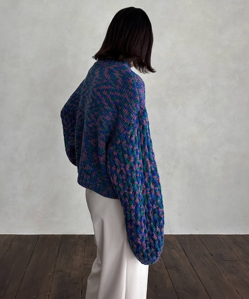 hellam(へラム)の「ボリュームスリーブ ミックスニット(ニット/セーター・レディース・オレンジ/グリーン・FREE)」の8枚目の写真