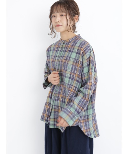 Samansa Mos2（サマンサ モスモス）の「リネンバンドカラーシャツ（シャツ/ブラウス・レディース・グリーン/ピンク/キナリ/ブラック・ﾌﾘ-）」の11枚目の写真