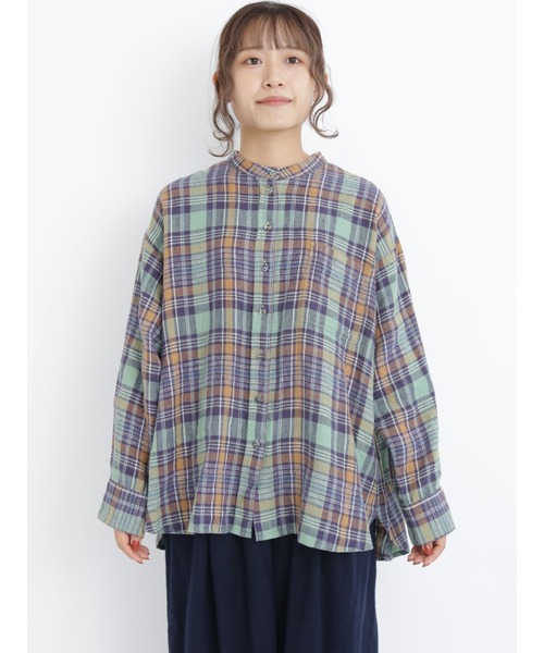 Samansa Mos2（サマンサ モスモス）の「リネンバンドカラーシャツ（シャツ/ブラウス・レディース・グリーン/ピンク/キナリ/ブラック・ﾌﾘ-）」の12枚目の写真