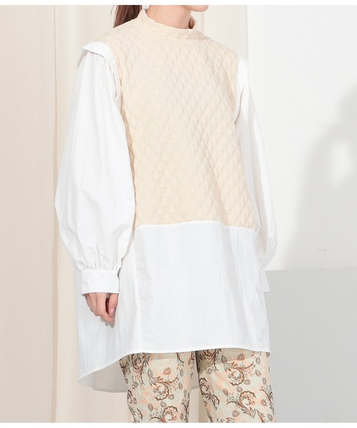 Settimissimo（セッティミッシモ）の「キルティング切替デザインブラウス（シャツ/ブラウス・レディース・アイボリー/ブラック・M）」の5枚目の写真