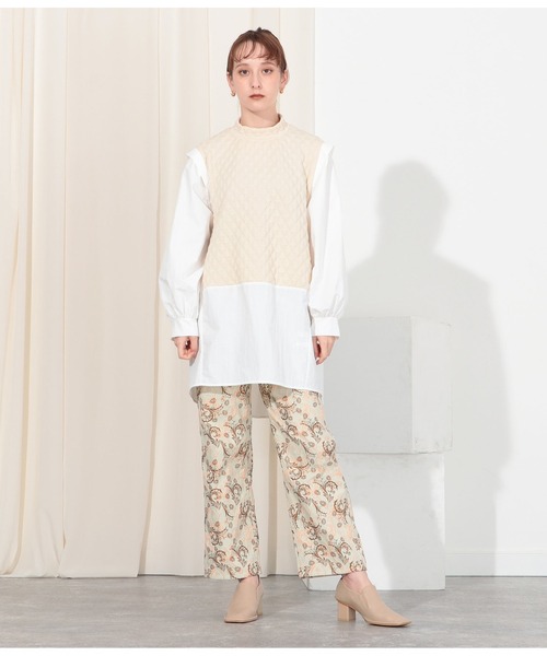 Settimissimo（セッティミッシモ）の「キルティング切替デザインブラウス（シャツ/ブラウス・レディース・アイボリー/ブラック・M）」の7枚目の写真