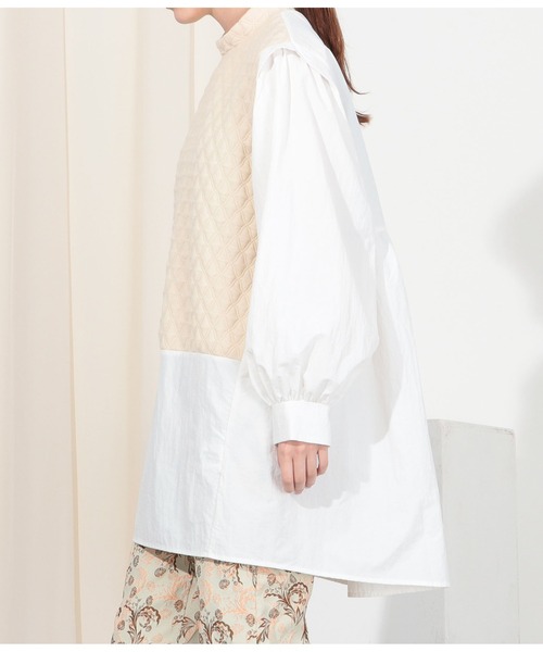 Settimissimo（セッティミッシモ）の「キルティング切替デザインブラウス（シャツ/ブラウス・レディース・アイボリー/ブラック・M）」の4枚目の写真