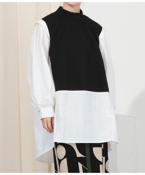 Settimissimo（セッティミッシモ）の「キルティング切替デザインブラウス（シャツ/ブラウス・レディース・アイボリー/ブラック・M）」の9枚目の写真