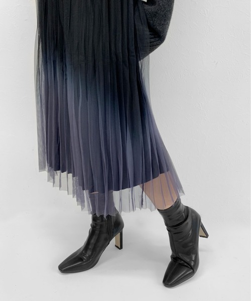 LVEU.（ラブユ.）の「【ZOZOTOWN限定】Gradient tulle pleated skirt / グラデーションチュールプリーツスカート（スカート・レディース・ブラック/カーキ・FREE）」の16枚目の写真