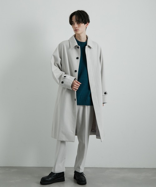 JUNRED（ジュンレッド）の「ウーリーカットツイルオーバーコート（ステンカラーコート・メンズ・チャコールグレー/ダークブラウン/ブラック/ホワイト系その他・S/M/L）」の8枚目の写真