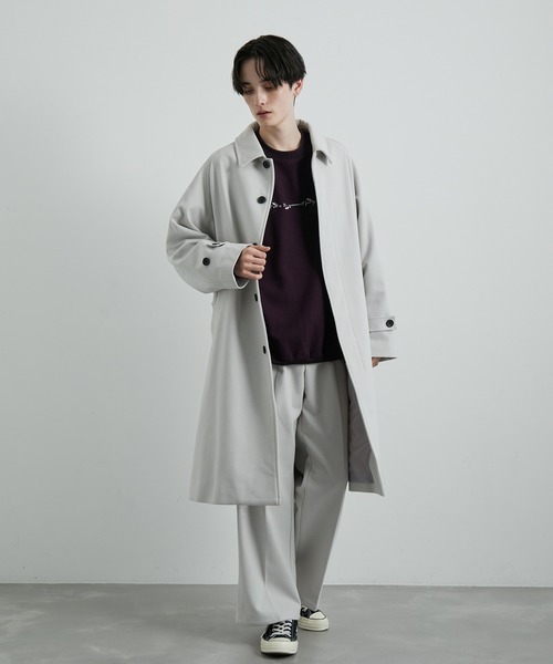 JUNRED（ジュンレッド）の「ウーリーカットツイルオーバーコート（ステンカラーコート・メンズ・チャコールグレー/ダークブラウン/ブラック/ホワイト系その他・S/M/L）」の10枚目の写真