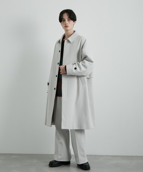 JUNRED（ジュンレッド）の「ウーリーカットツイルオーバーコート（ステンカラーコート・メンズ・チャコールグレー/ダークブラウン/ブラック/ホワイト系その他・S/M/L）」の11枚目の写真