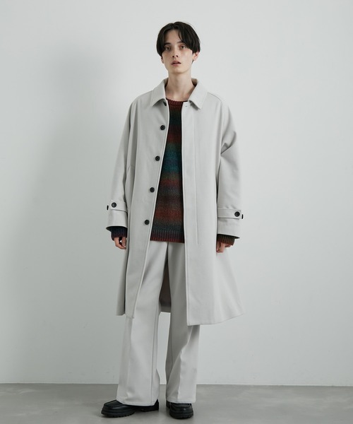 JUNRED（ジュンレッド）の「ウーリーカットツイルオーバーコート（ステンカラーコート・メンズ・チャコールグレー/ダークブラウン/ブラック/ホワイト系その他・S/M/L）」の12枚目の写真