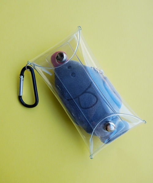 カラビナ付き クリア ミニマル マルチケース / ミニポーチ / クリア