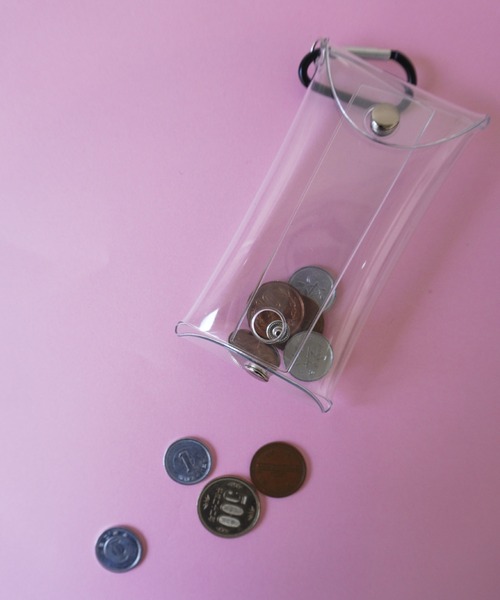 セール】カラビナ付き クリア ミニマル マルチケース / ミニポーチ