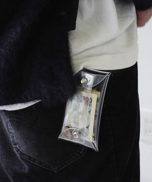 セール】カラビナ付き クリア ミニマル マルチケース / ミニポーチ