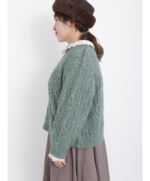 Samansa Mos2（サマンサ モスモス）の「透かし柄ニット（ニット/セーター・レディース・ブラック/グリーン/ベージュ・ﾌﾘ-）」の9枚目の写真