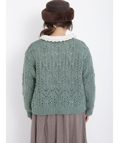 Samansa Mos2（サマンサ モスモス）の「透かし柄ニット（ニット/セーター・レディース・ブラック/グリーン/ベージュ・ﾌﾘ-）」の4枚目の写真