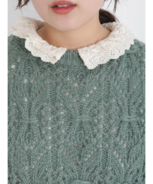 Samansa Mos2（サマンサ モスモス）の「透かし柄ニット（ニット/セーター・レディース・ブラック/グリーン/ベージュ・ﾌﾘ-）」の11枚目の写真