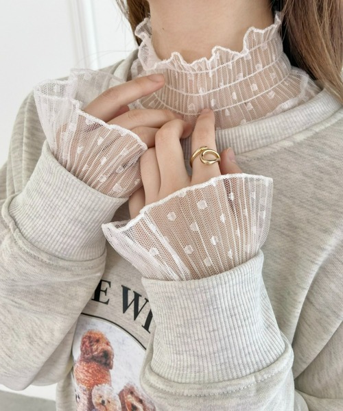 Loueme（ルエム）の「【23S/S 春夏新作】ドットチュールシャーリングブラウス（シャツ/ブラウス・レディース・ブラック/アイボリー/ホワイト・FREE）」の2枚目の写真