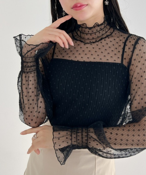 Loueme（ルエム）の「【23S/S 春夏新作】ドットチュールシャーリングブラウス（シャツ/ブラウス・レディース・ブラック/アイボリー/ホワイト・FREE）」の15枚目の写真