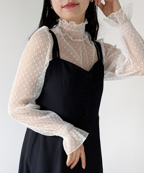 Loueme（ルエム）の「【23S/S 春夏新作】ドットチュールシャーリングブラウス（シャツ/ブラウス・レディース・ブラック/アイボリー/ホワイト・FREE）」の8枚目の写真