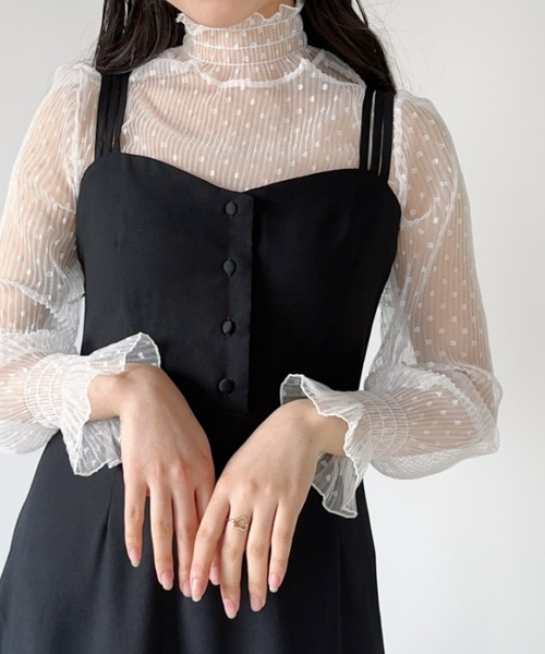 Loueme（ルエム）の「【23S/S 春夏新作】ドットチュールシャーリングブラウス（シャツ/ブラウス・レディース・ブラック/アイボリー/ホワイト・FREE）」の16枚目の写真