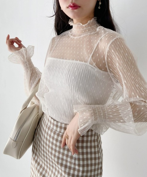 Loueme（ルエム）の「【23S/S 春夏新作】ドットチュールシャーリングブラウス（シャツ/ブラウス・レディース・ブラック/アイボリー/ホワイト・FREE）」の22枚目の写真