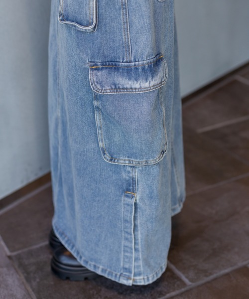 SpRay(スプレイ)の「デニムカーゴロングスカート(デニムスカート・レディース・ブルー・SMALL/MEDIUM)」の10枚目の写真