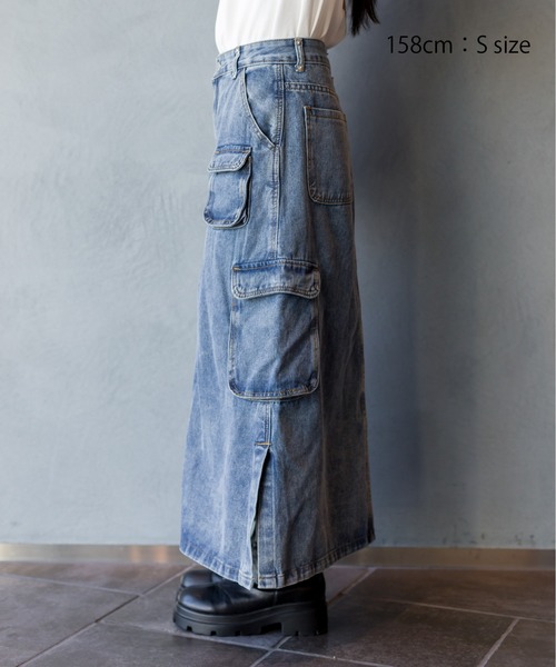 SpRay(スプレイ)の「デニムカーゴロングスカート(デニムスカート・レディース・ブルー・SMALL/MEDIUM)」の16枚目の写真