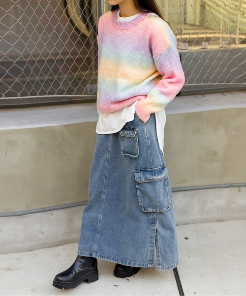 SpRay(スプレイ)の「デニムカーゴロングスカート(デニムスカート・レディース・ブルー・SMALL/MEDIUM)」の18枚目の写真