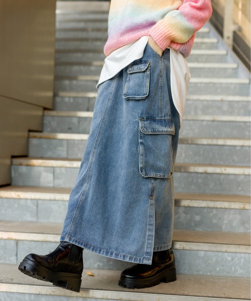 SpRay(スプレイ)の「デニムカーゴロングスカート(デニムスカート・レディース・ブルー・SMALL/MEDIUM)」の21枚目の写真