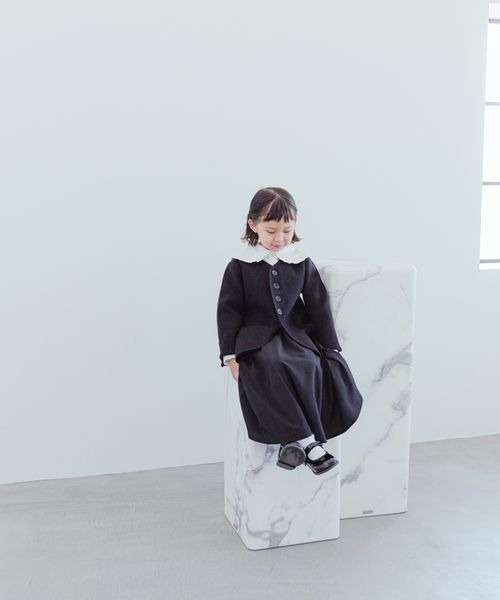 LOWRYS FARM（ローリーズファーム）の「ニットジャケット　184792（ノーカラージャケット・キッズ・ブラック/ネイビー・120cm/130cm/140cm）」の3枚目の写真