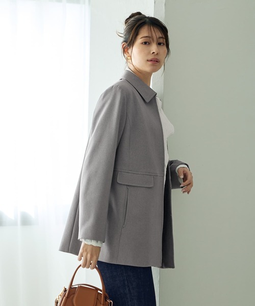 STYLE DELI(スタイルデリ)の「【Made in JAPAN】ステンカラージャケット(その他アウター・レディース・グレー/アイボリー・FREE)」の14枚目の写真