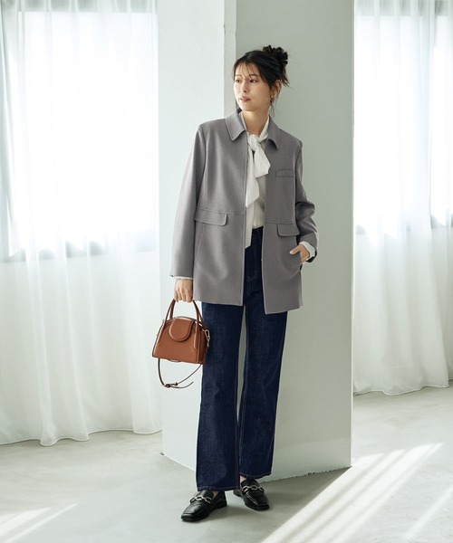 STYLE DELI(スタイルデリ)の「【Made in JAPAN】ステンカラージャケット(その他アウター・レディース・グレー/アイボリー・FREE)」の15枚目の写真