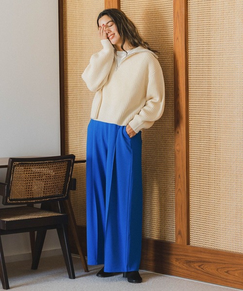 BAYFLOW（ベイフロー）の「ハーフZIPニットプルオーバー（ニット/セーター・レディース・オフホワイト/オリーブ/ピンク/チャコール・FREE）」の6枚目の写真