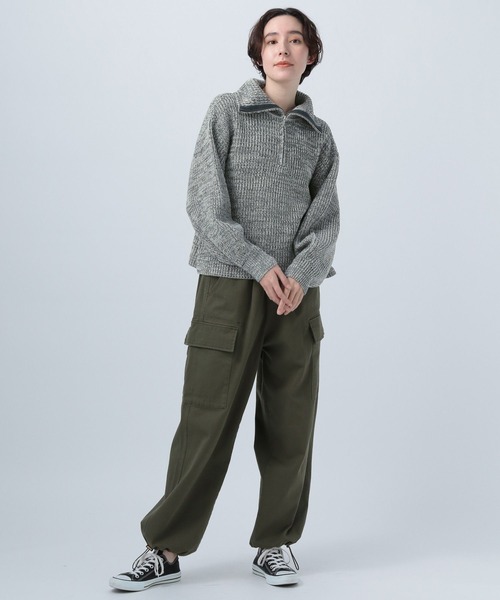 BAYFLOW（ベイフロー）の「ハーフZIPニットプルオーバー（ニット/セーター・レディース・オフホワイト/オリーブ/ピンク/チャコール・FREE）」の11枚目の写真