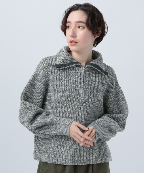 BAYFLOW（ベイフロー）の「ハーフZIPニットプルオーバー（ニット/セーター・レディース・オフホワイト/オリーブ/ピンク/チャコール・FREE）」の12枚目の写真