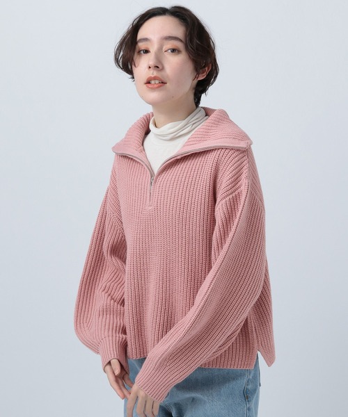 BAYFLOW（ベイフロー）の「ハーフZIPニットプルオーバー（ニット/セーター・レディース・オフホワイト/オリーブ/ピンク/チャコール・FREE）」の14枚目の写真
