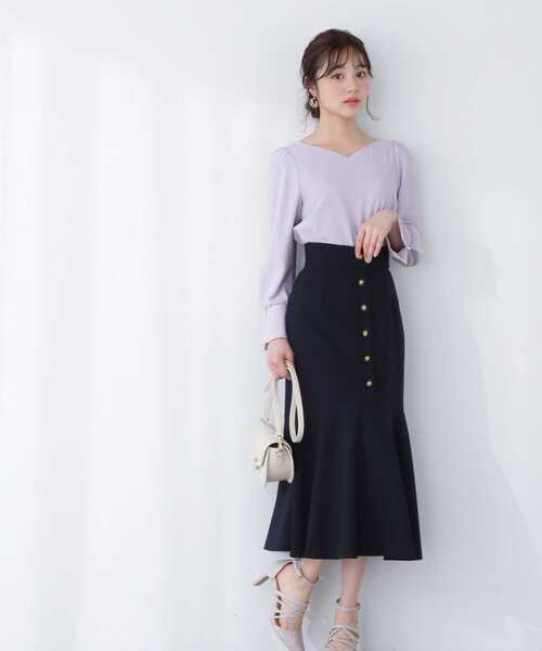 PROPORTION BODY DRESSING(プロポーションボディドレッシング)の「フロント釦マーメイドスカート / 1213120302(スカート・レディース・ネイビー/カーキ/イエロー・MEDIUM/SMALL)」の10枚目の写真