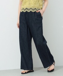 リネン混 デニム イージーパンツ