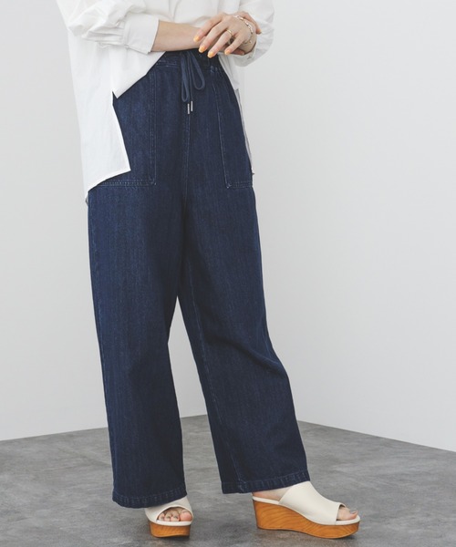 BEAMS HEART（ビームスハート）の「リネン混 デニム イージーパンツ（デニムパンツ・レディース・インディゴブルー/ブルー系その他・FREE）」の3枚目の写真