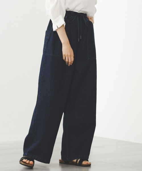 BEAMS HEART（ビームスハート）の「リネン混 デニム イージーパンツ（デニムパンツ・レディース・インディゴブルー/ブルー系その他・FREE）」の4枚目の写真