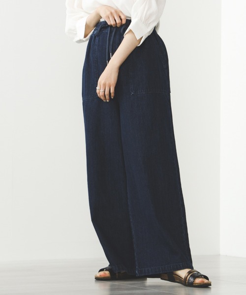 BEAMS HEART（ビームスハート）の「リネン混 デニム イージーパンツ（デニムパンツ・レディース・インディゴブルー/ブルー系その他・FREE）」の5枚目の写真